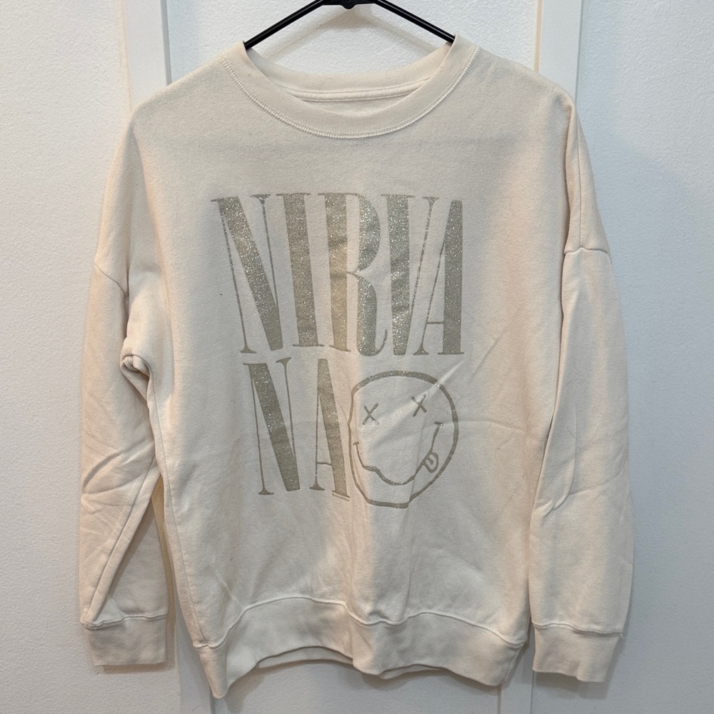 A&F Kids NIRVANA Cream Crewneck Sweatshirt